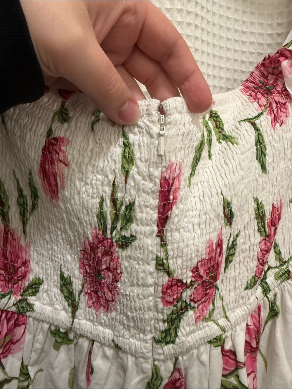 Anthropologie Off-Shoulder White Floral Dress with Pink Blooms - NWT - Picture 10 of 13